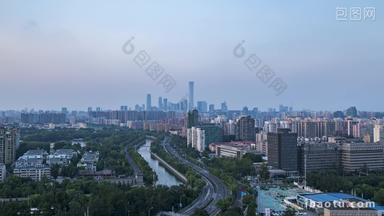 北京北京CBD护城河中国尊固定延时摄影